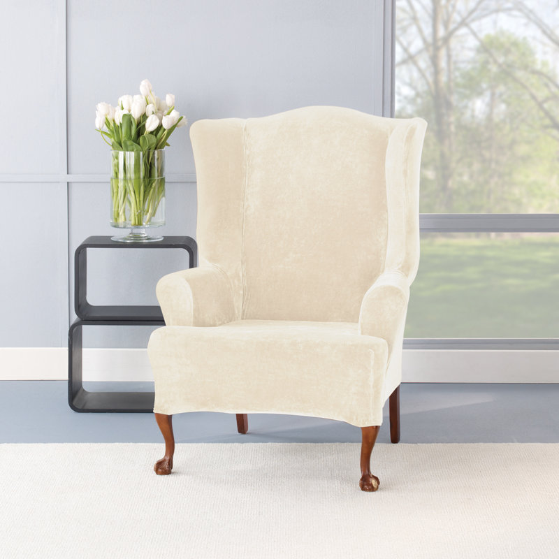 Sure Fit Stretch Plush TCushion Wing Chair Slipcover Wayfair.ca